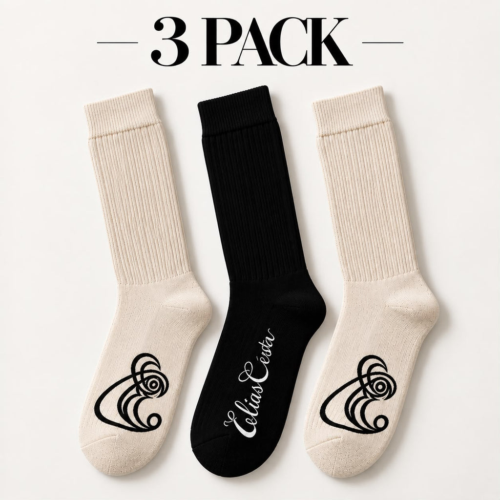 EC Slouch Socks (3 pack/2 beige-1 black)